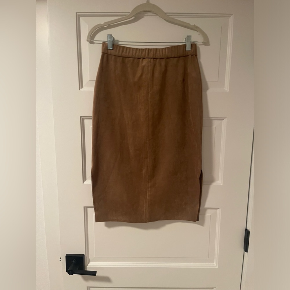Aritzia faux suede camel pencil skirt